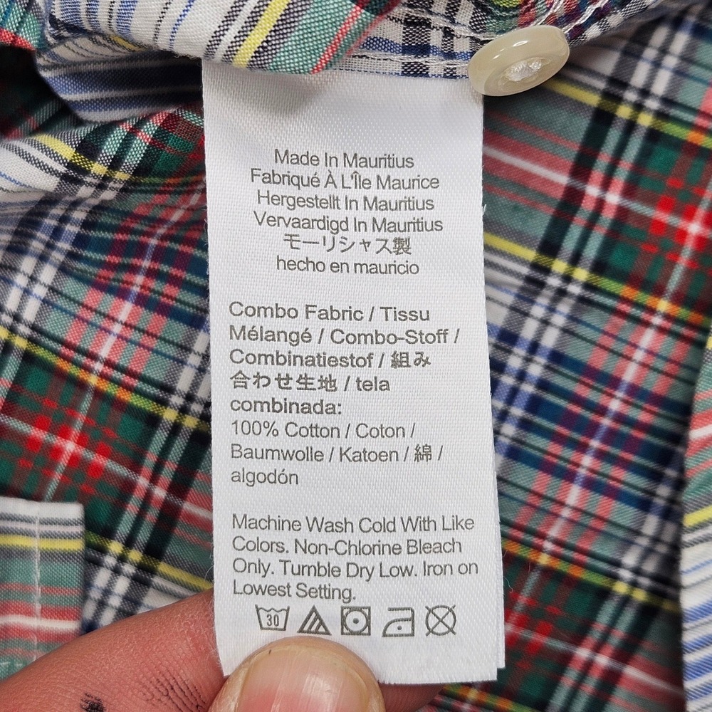 J. Crew Secret Wash Poplin Button Down Mens L Blue Plaid Slim Fit BN127 Preppy - Picture 6 of 11